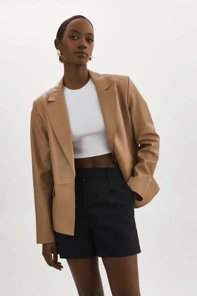 Women ELZA Leather Blazer Mocha LAMARQUE Blazers Women ELZA Leather Blazer Mocha LAMARQUE Blazers