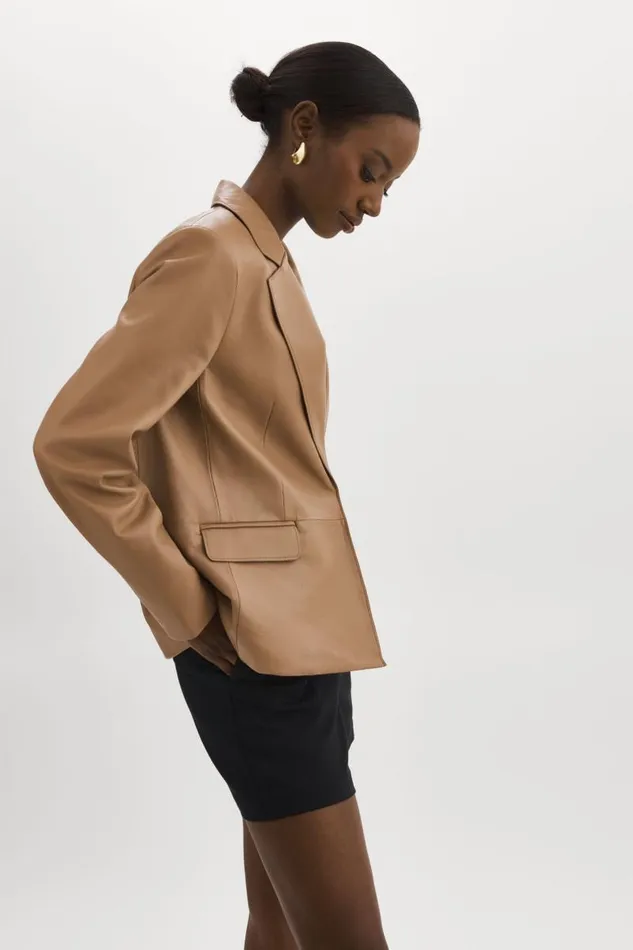 Women ELZA Leather Blazer Mocha LAMARQUE Blazers Women ELZA Leather Blazer Mocha LAMARQUE Blazers