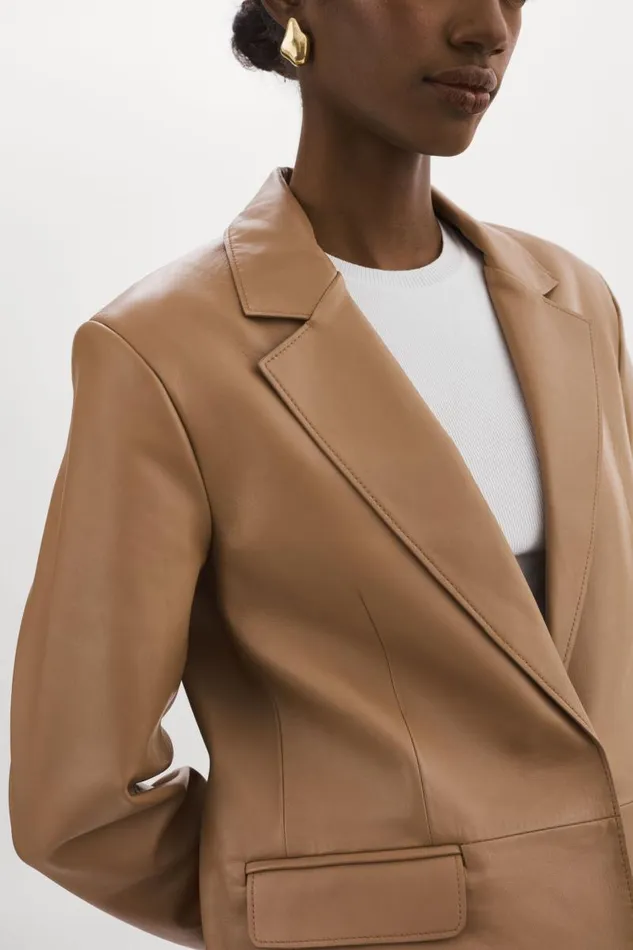 Women ELZA Leather Blazer Mocha LAMARQUE Blazers Women ELZA Leather Blazer Mocha LAMARQUE Blazers