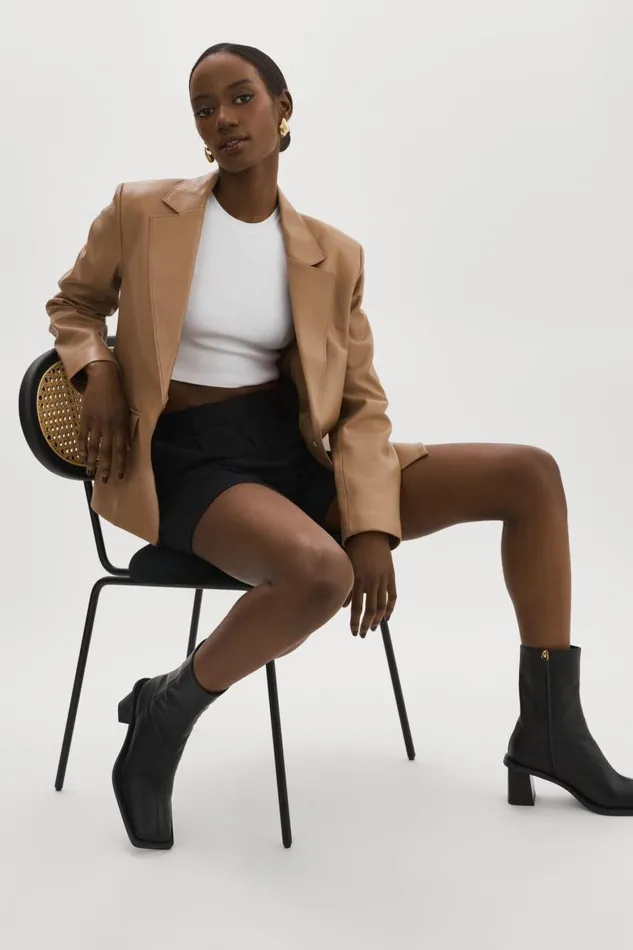 Women ELZA Leather Blazer Mocha LAMARQUE Blazers Women ELZA Leather Blazer Mocha LAMARQUE Blazers