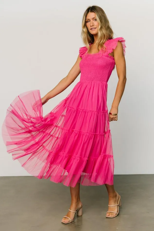 Women Emma Smocked Tulle Dress Hot Pink Baltic Born Tulle Styles Women Emma Smocked Tulle Dress Hot Pink Baltic Born Tulle Styles