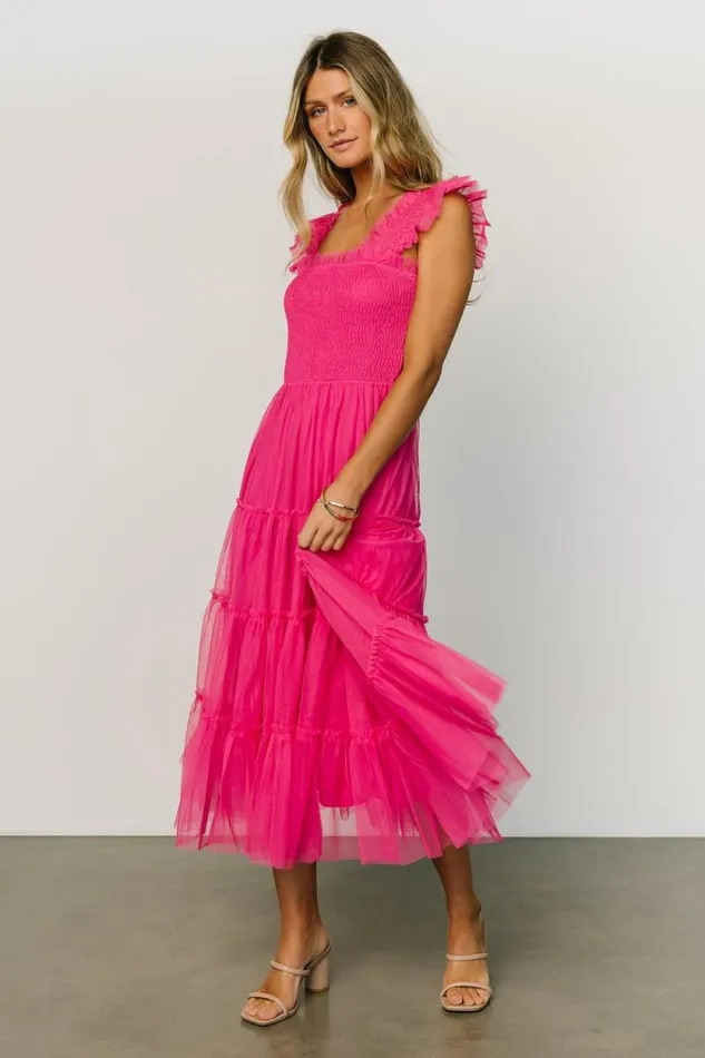 Women Emma Smocked Tulle Dress Hot Pink Baltic Born Tulle Styles Women Emma Smocked Tulle Dress Hot Pink Baltic Born Tulle Styles
