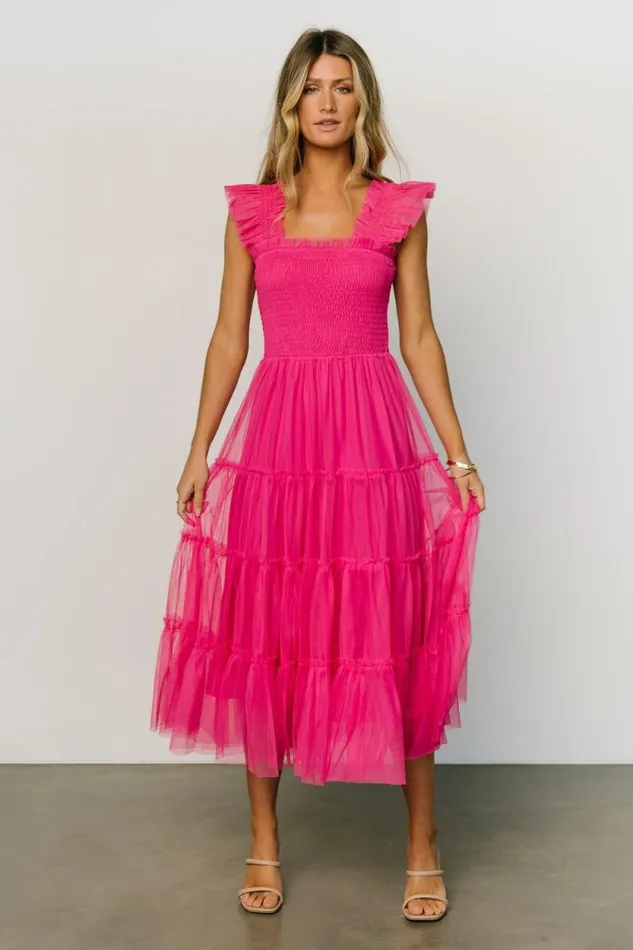 Women Emma Smocked Tulle Dress Hot Pink Baltic Born Tulle Styles Women Emma Smocked Tulle Dress Hot Pink Baltic Born Tulle Styles