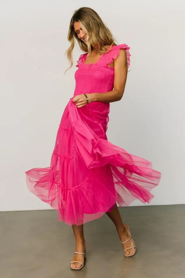 Women Emma Smocked Tulle Dress Hot Pink Baltic Born Tulle Styles Women Emma Smocked Tulle Dress Hot Pink Baltic Born Tulle Styles