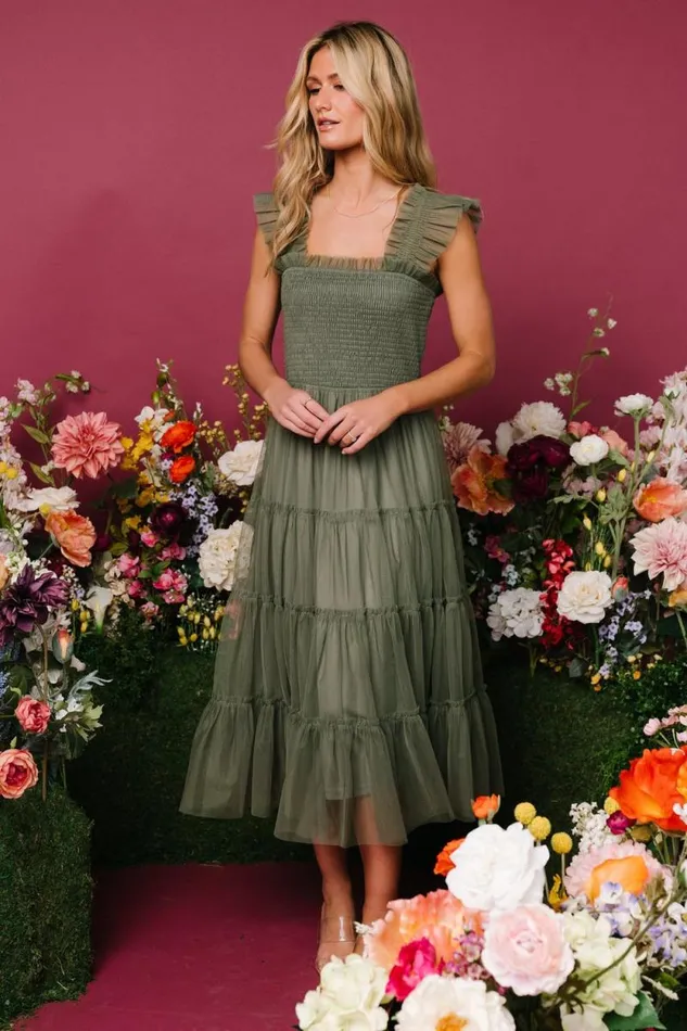 Women Emma Smocked Tulle Dress Sage Baltic Born Tulle Styles Women Emma Smocked Tulle Dress Sage Baltic Born Tulle Styles