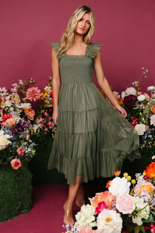 Women Emma Smocked Tulle Dress Sage Baltic Born Tulle Styles Women Emma Smocked Tulle Dress Sage Baltic Born Tulle Styles
