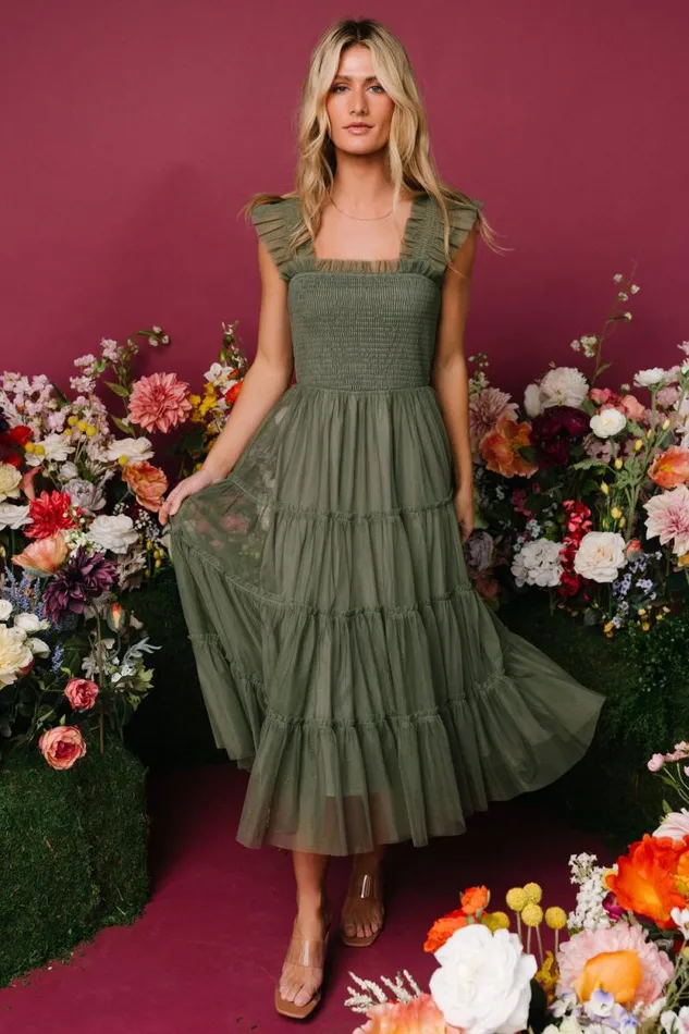 Women Emma Smocked Tulle Dress Sage Baltic Born Tulle Styles Women Emma Smocked Tulle Dress Sage Baltic Born Tulle Styles