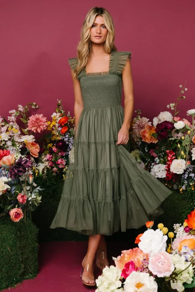 Women Emma Smocked Tulle Dress Sage Baltic Born Tulle Styles Women Emma Smocked Tulle Dress Sage Baltic Born Tulle Styles