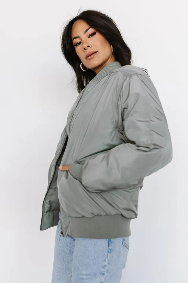 Women Englewood Bomber Jacket Dark Sage Baltic Born Outerwear