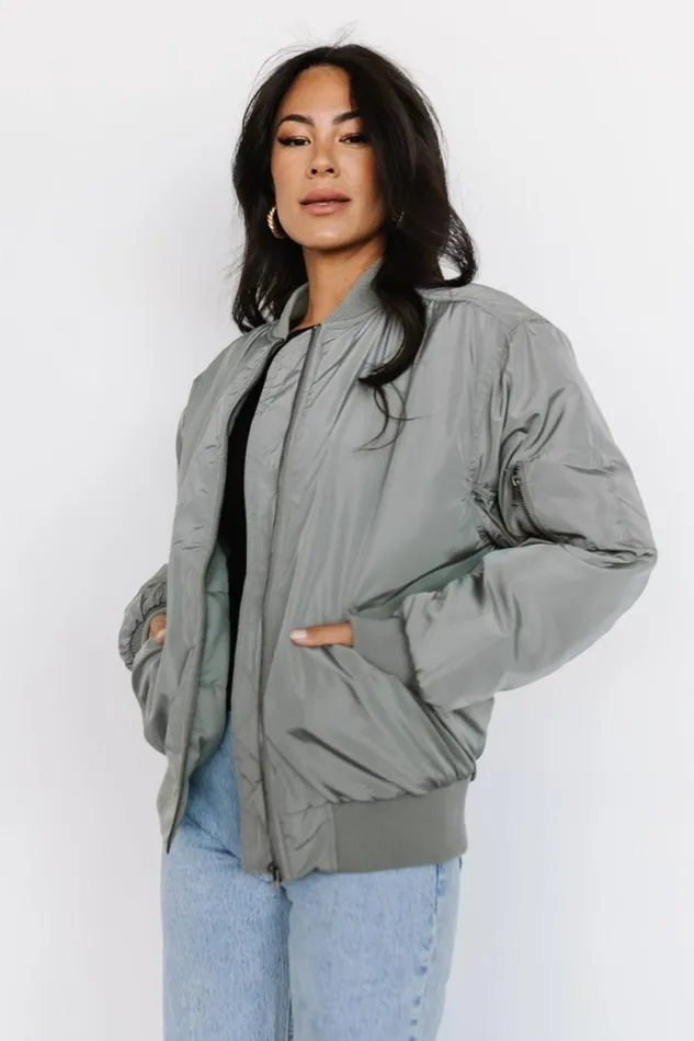 Women Englewood Bomber Jacket Dark Sage Baltic Born Outerwear