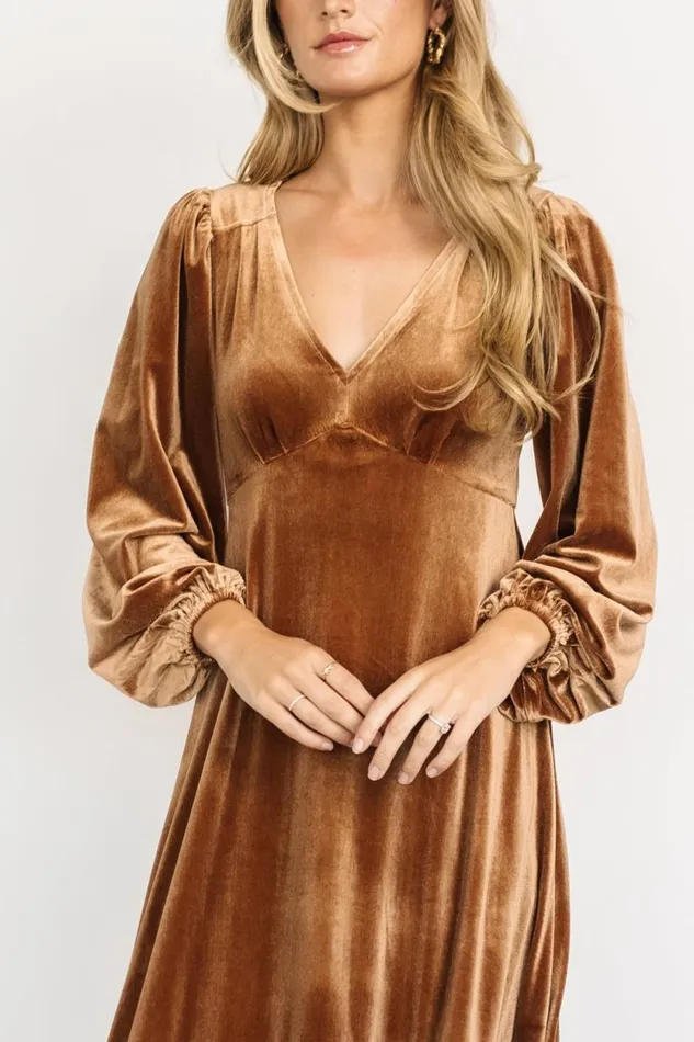 Women Erika Velvet Maxi Dress Caramel Baltic Born Maxi Dresses Women Erika Velvet Maxi Dress Caramel Baltic Born Maxi Dresses