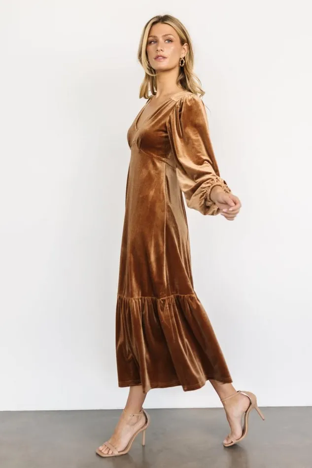 Women Erika Velvet Maxi Dress Caramel Baltic Born Maxi Dresses Women Erika Velvet Maxi Dress Caramel Baltic Born Maxi Dresses