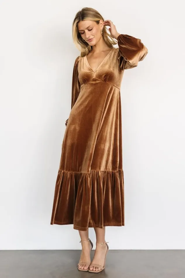 Women Erika Velvet Maxi Dress Caramel Baltic Born Maxi Dresses Women Erika Velvet Maxi Dress Caramel Baltic Born Maxi Dresses