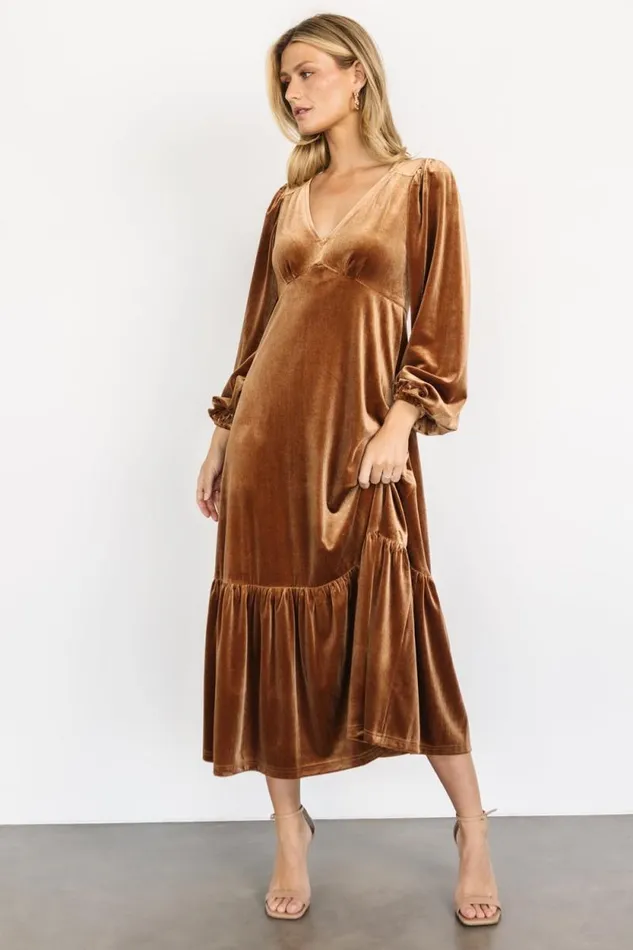 Women Erika Velvet Maxi Dress Caramel Baltic Born Maxi Dresses Women Erika Velvet Maxi Dress Caramel Baltic Born Maxi Dresses