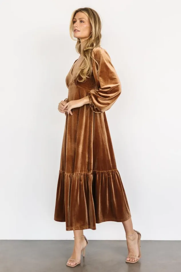 Women Erika Velvet Maxi Dress Caramel Baltic Born Maxi Dresses Women Erika Velvet Maxi Dress Caramel Baltic Born Maxi Dresses