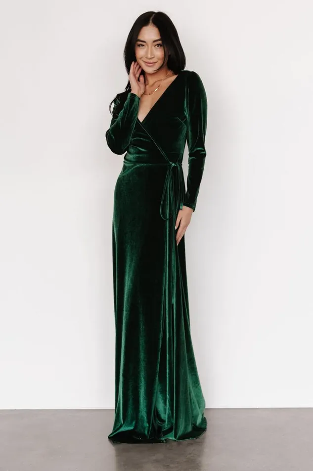 Women Esmerelda Velvet Wrap Maxi Dress Forest Baltic Born Maxi Dresses