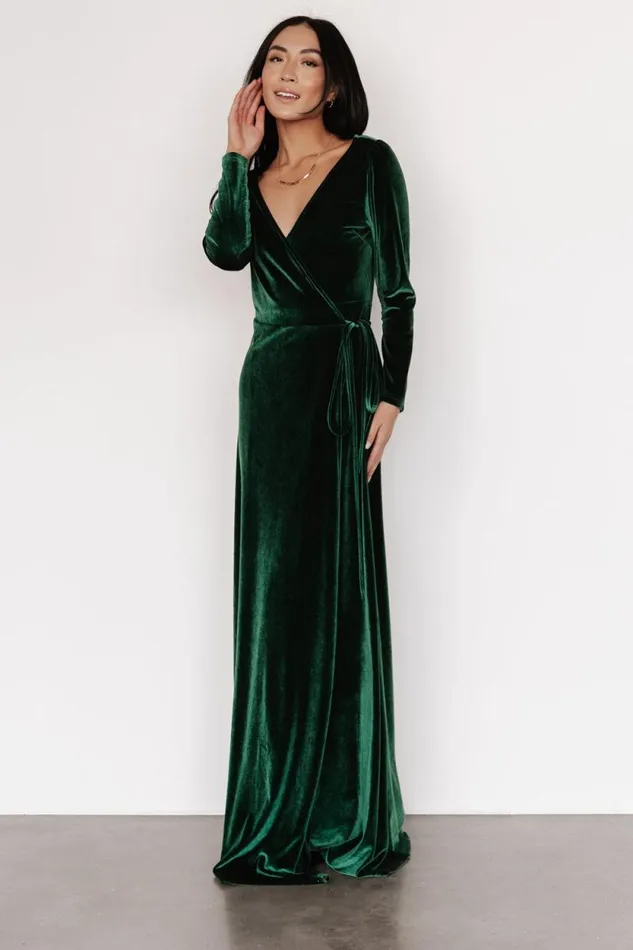 Women Esmerelda Velvet Wrap Maxi Dress Forest Baltic Born Maxi Dresses