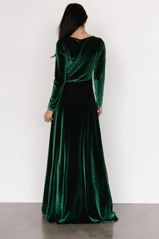 Women Esmerelda Velvet Wrap Maxi Dress Forest Baltic Born Maxi Dresses