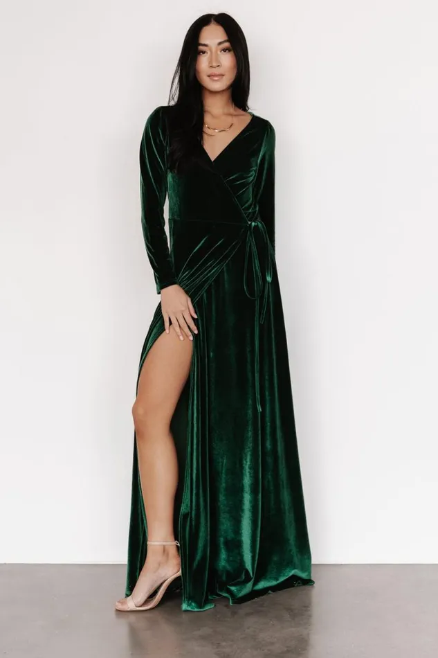 Women Esmerelda Velvet Wrap Maxi Dress Forest Baltic Born Maxi Dresses