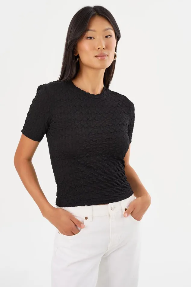 Women ESTIR Crew Neck TShirt Black LAMARQUE Tops