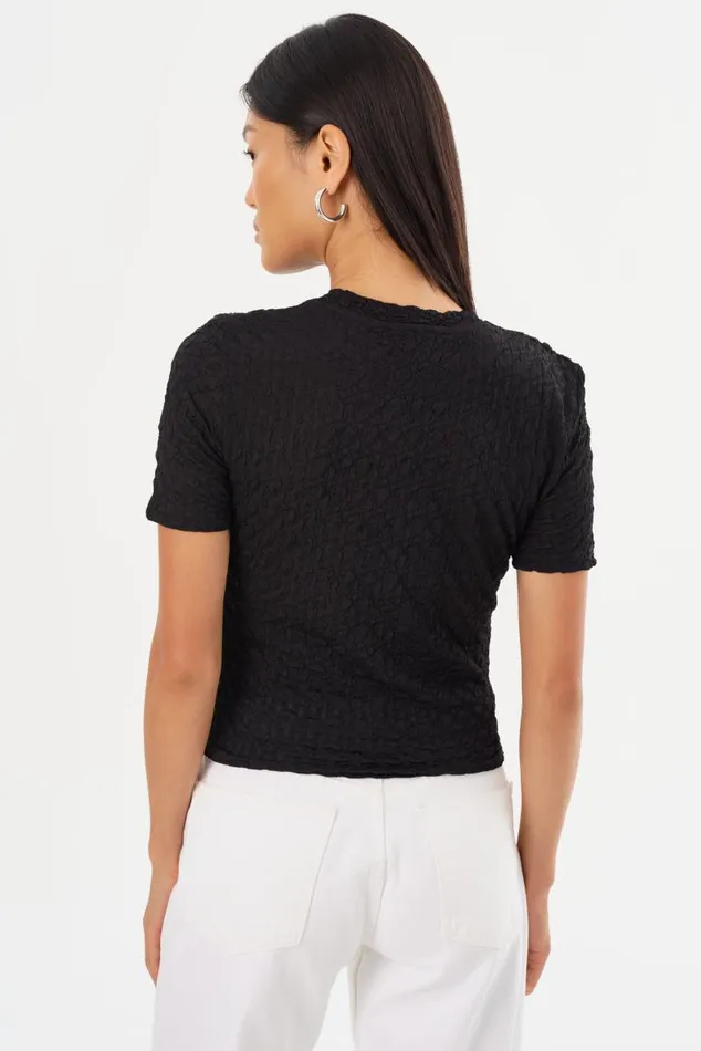 Women ESTIR Crew Neck TShirt Black LAMARQUE Tops
