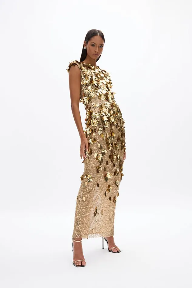 Women Evening Dresses Rachel Gilbert Hugo Gown Gold