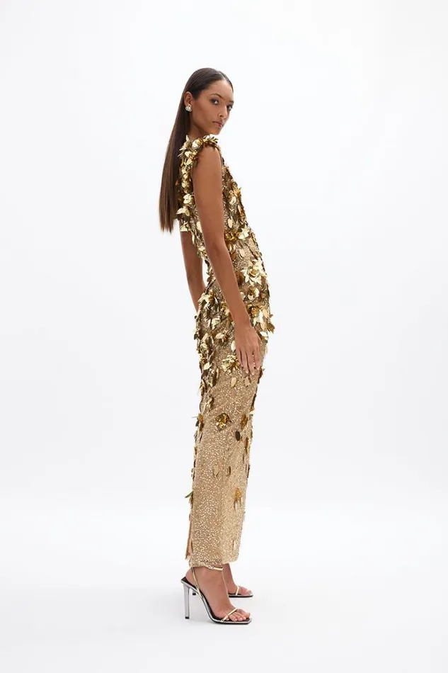 Women Evening Dresses Rachel Gilbert Hugo Gown Gold