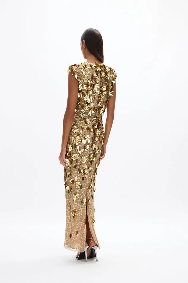 Women Evening Dresses Rachel Gilbert Hugo Gown Gold