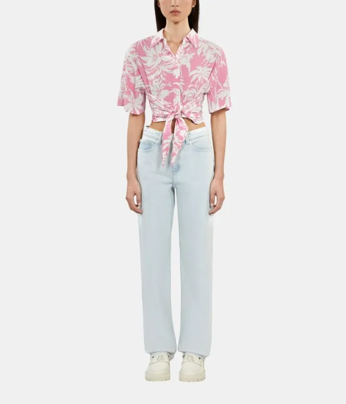 Women Faded Light Blue Straight Jeans THE KOOPLES Jeans and Pants