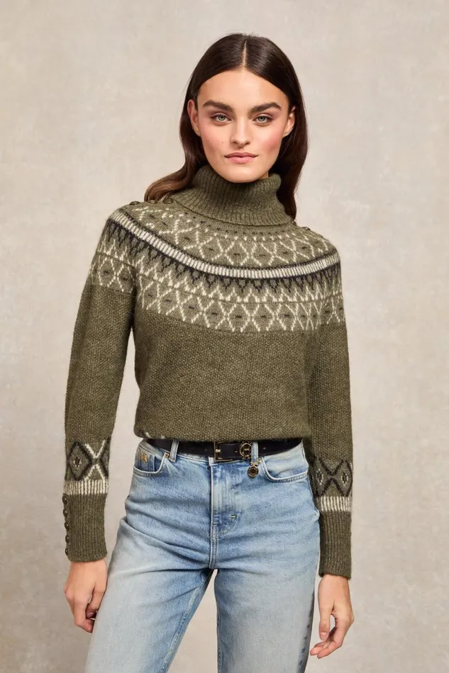 Women Fairisle Knit Khaki Holland Cooper Knitwear