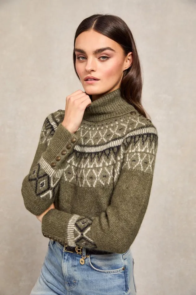 Women Fairisle Knit Khaki Holland Cooper Knitwear