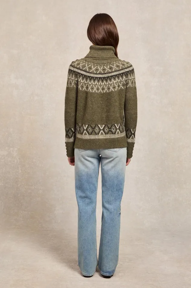 Women Fairisle Knit Khaki Holland Cooper Knitwear