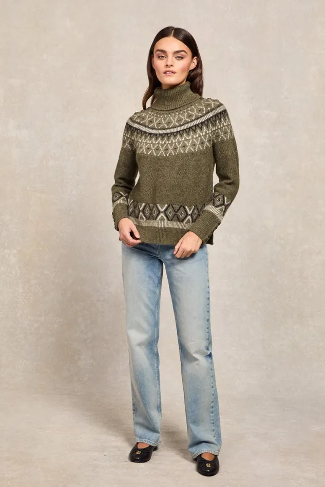 Women Fairisle Knit Khaki Holland Cooper Knitwear