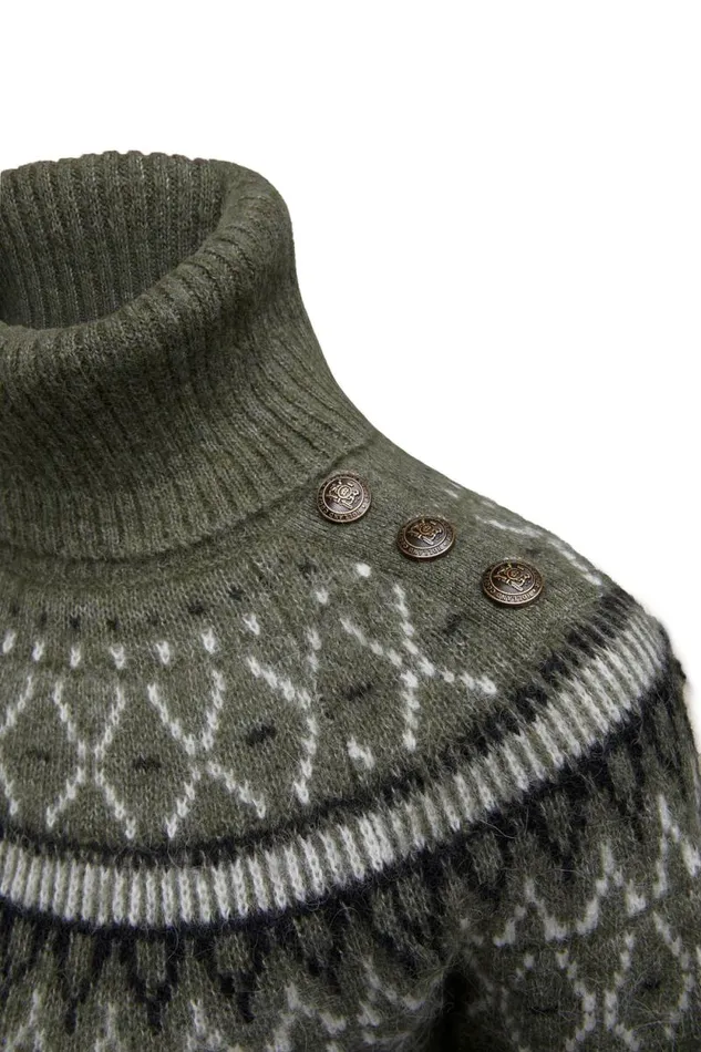 Women Fairisle Knit Khaki Holland Cooper Knitwear