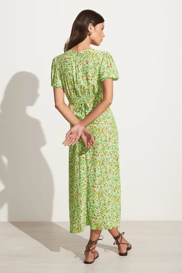 Women Faithfull The Brand Dresses Bellavista Midi Dress Lou Floral Print Green 8211 Final Sale