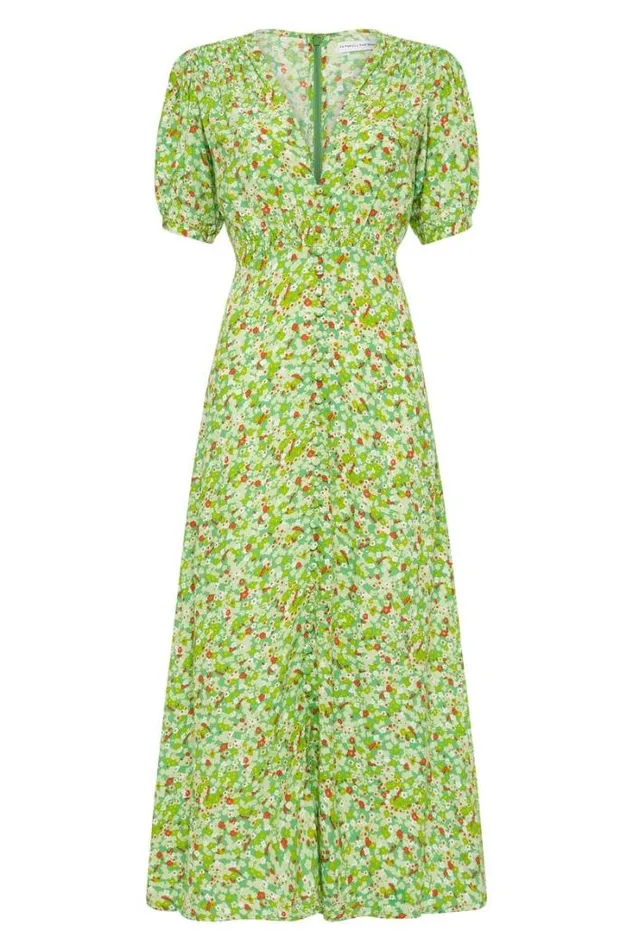 Women Faithfull The Brand Dresses Bellavista Midi Dress Lou Floral Print Green 8211 Final Sale