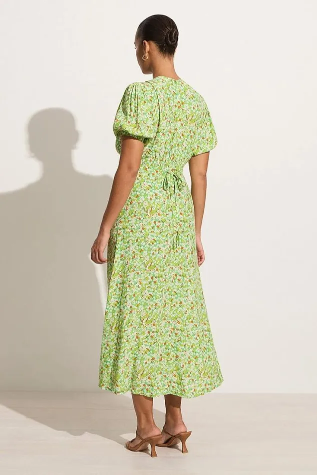 Women Faithfull The Brand Dresses Bellavista Midi Dress Lou Floral Print Green 8211 Final Sale
