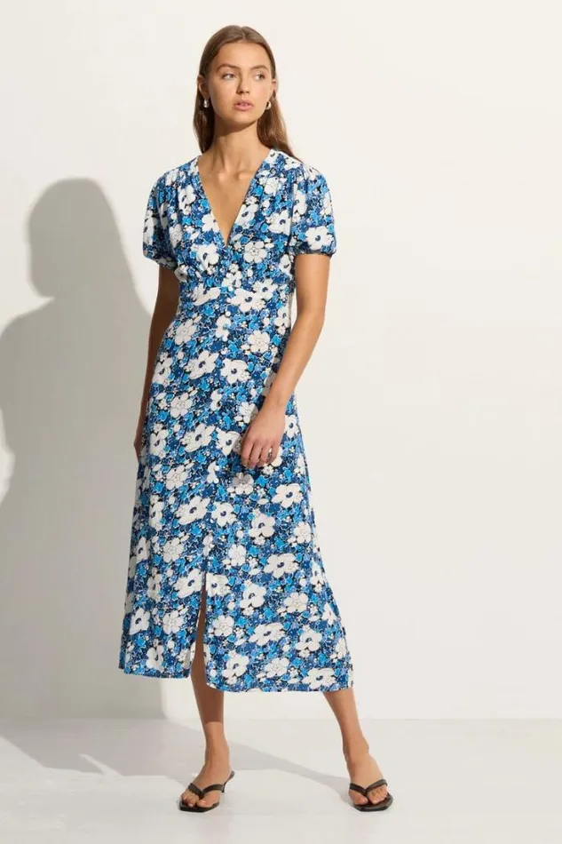 Women Faithfull The Brand Dresses Bellavista Midi Dress Vita Bella Floral Blue Exclusive