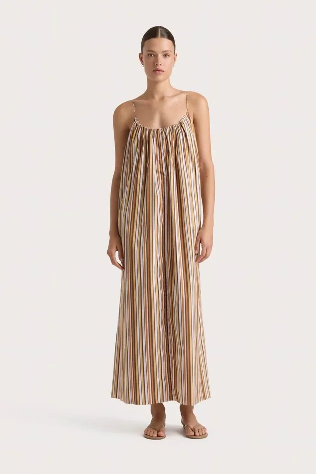 Women Faithfull The Brand Dresses En Vau Maxi Dress Terracotta Stripe