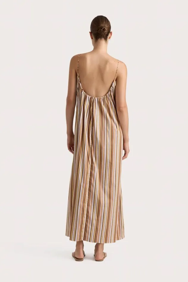 Women Faithfull The Brand Dresses En Vau Maxi Dress Terracotta Stripe