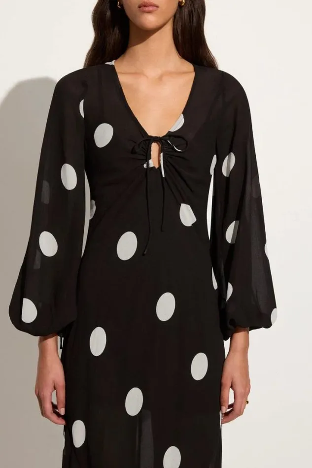 Women Faithfull The Brand Dresses Santos Maxi Dress Veia Polka Dot Chocolate