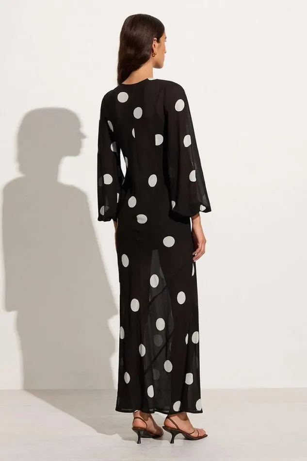 Women Faithfull The Brand Dresses Santos Maxi Dress Veia Polka Dot Chocolate