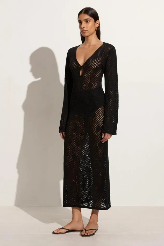 Women Faithfull The Brand Dresses Serena Pointelle Knit Dress Black
