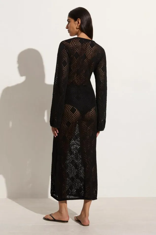 Women Faithfull The Brand Dresses Serena Pointelle Knit Dress Black