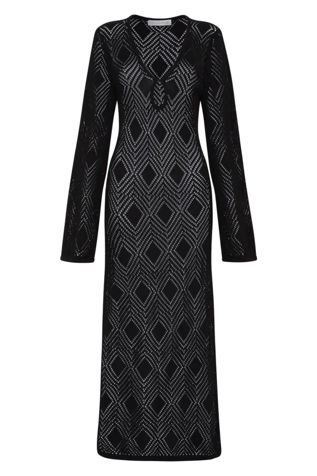 Women Faithfull The Brand Dresses Serena Pointelle Knit Dress Black