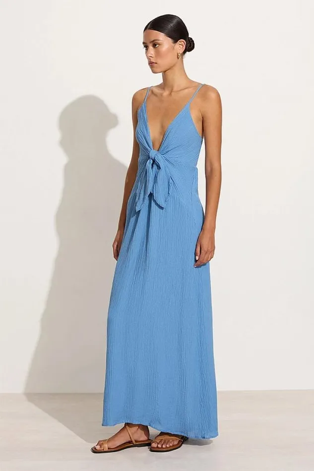Women Faithfull The Brand Dresses Verona Midi Dress Chambray Blue 8211 Final Sale