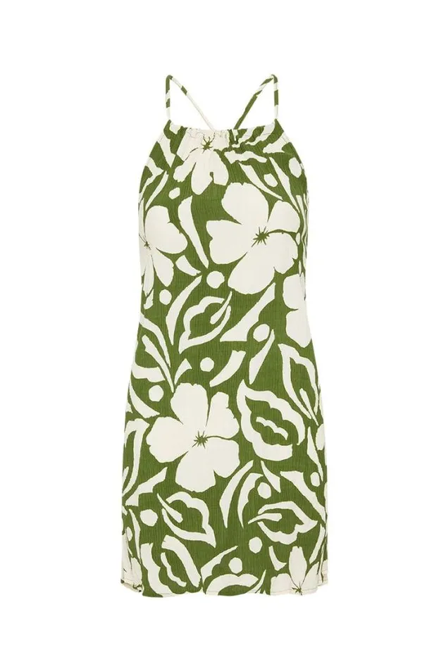 Women Faithfull The Brand Mini Dresses Diletta Mini Dress Pavito Floral Olive 8211 Final Sale