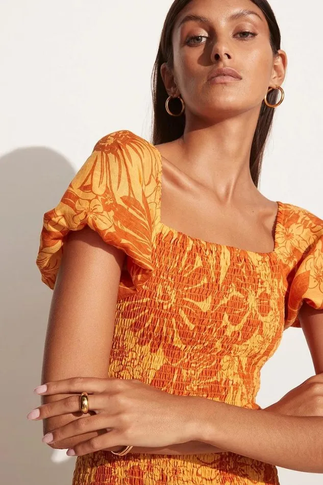 Women Faithfull The Brand Mini Dresses Luana Mini Dress Zani Floral Print Burnt Orange 8211 Final Sale