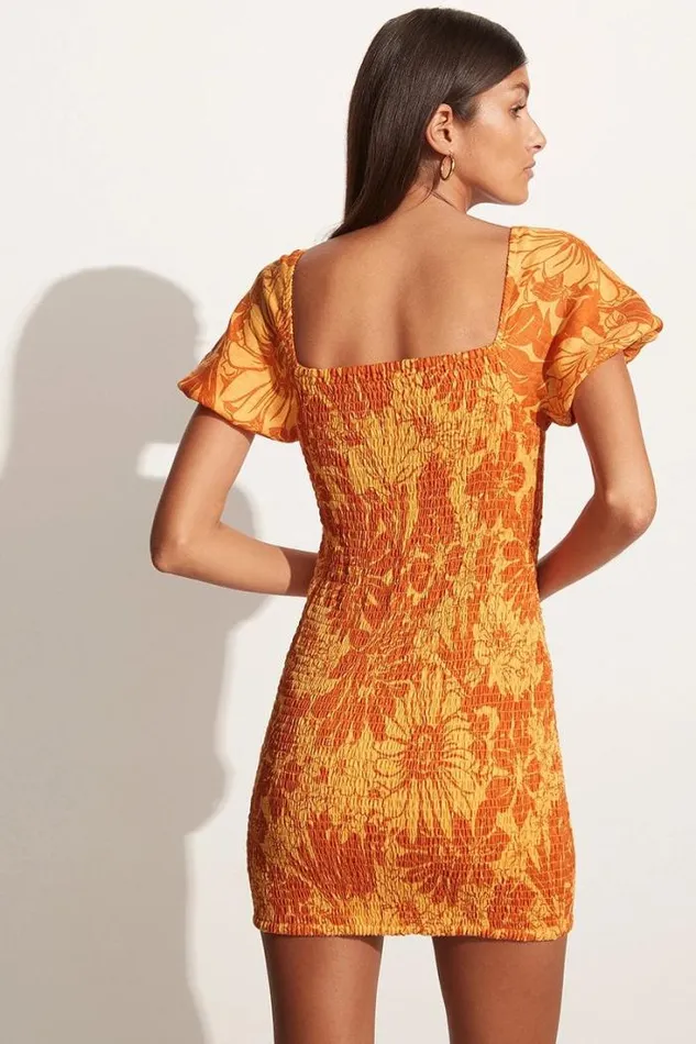 Women Faithfull The Brand Mini Dresses Luana Mini Dress Zani Floral Print Burnt Orange 8211 Final Sale