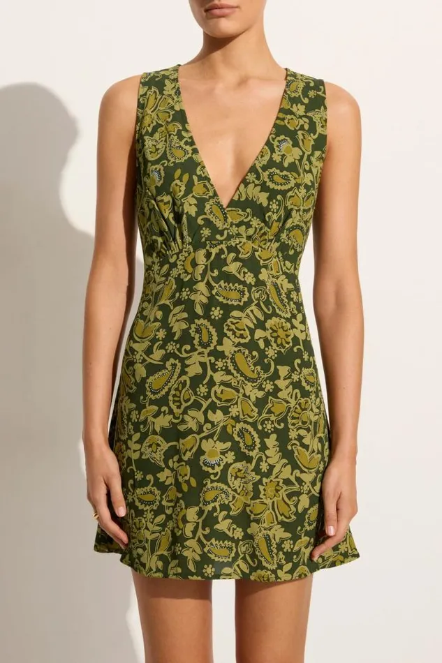Women Faithfull The Brand Mini Dresses Nadja Mini Dress Selcetta Paisley Green